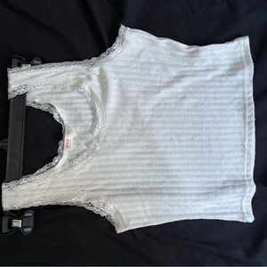White Lace Trim Women's Top